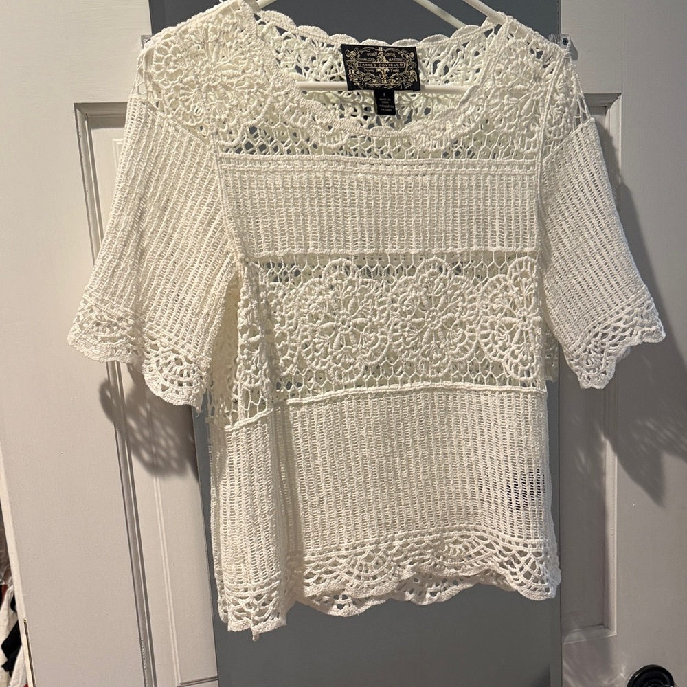 Elegant White Crochet Top